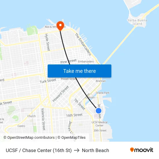 UCSF / Chase Center (16th St) to North Beach map