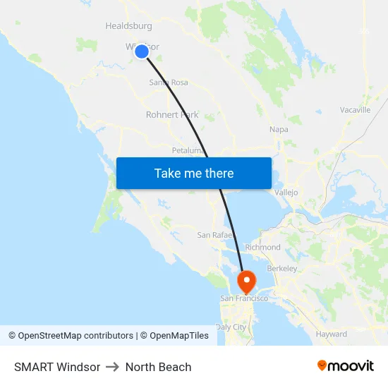 SMART Windsor to North Beach map