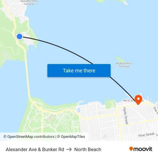 Alexander Ave & Bunker Rd to North Beach map