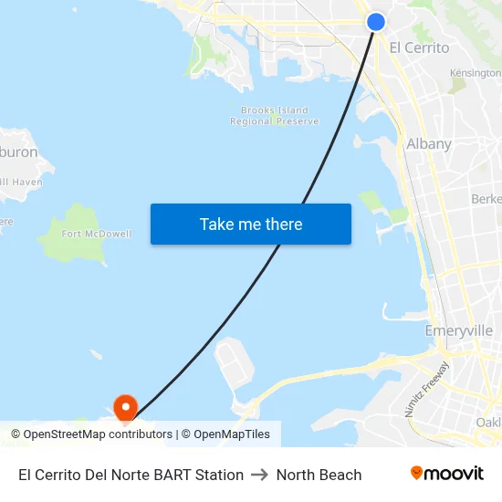 El Cerrito Del Norte BART Station to North Beach map