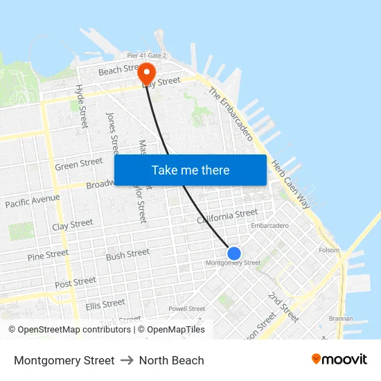 Montgomery Street to North Beach map