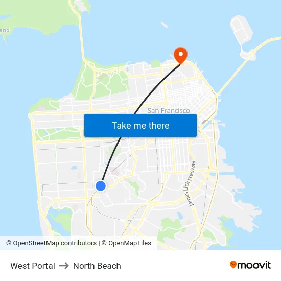 West Portal to North Beach map