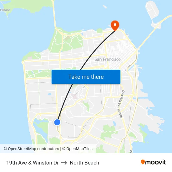 19th Ave & Winston Dr to North Beach map