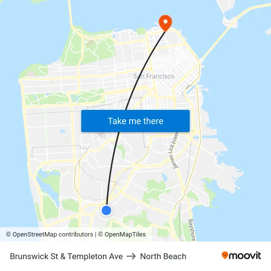 Brunswick St & Templeton Ave to North Beach map