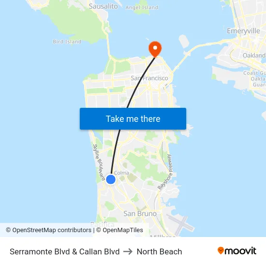 Serramonte Blvd & Callan Blvd to North Beach map