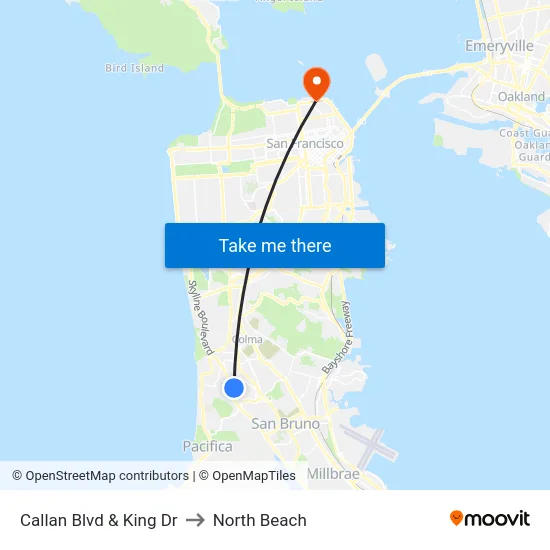 Callan Blvd & King Dr to North Beach map