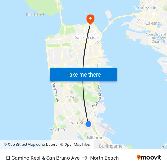 El Camino Real & San Bruno Ave to North Beach map