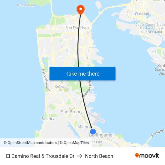 El Camino Real & Trousdale Dr to North Beach map