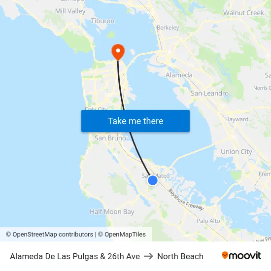 Alameda De Las Pulgas & 26th Ave to North Beach map
