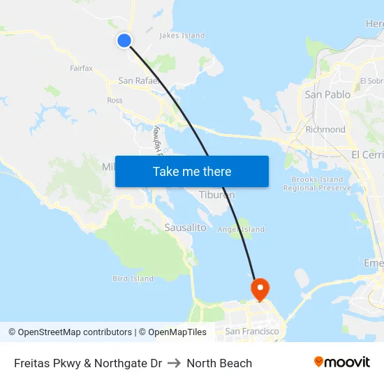 Freitas Pkwy & Northgate Dr to North Beach map