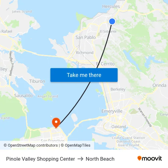 Pinole Valley Shopping Center to North Beach map