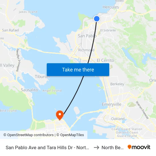 San Pablo Ave and Tara Hills Dr - Northbound to North Beach map