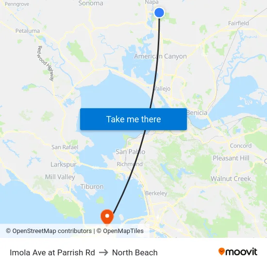 Imola Ave at Parrish Rd to North Beach map
