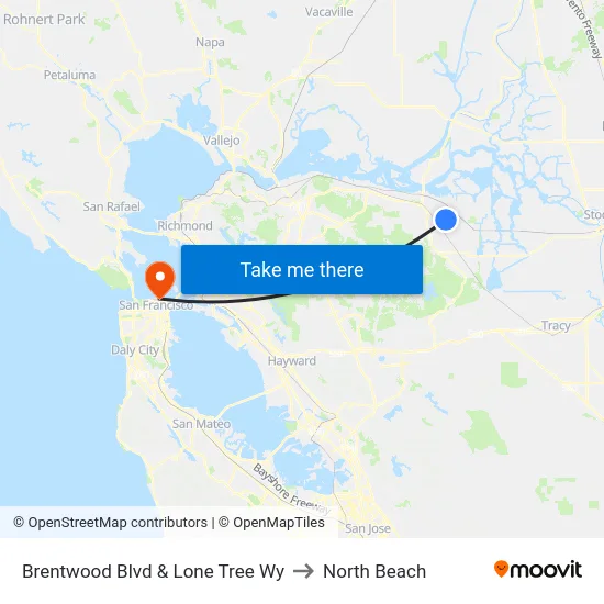 Brentwood Blvd & Lone Tree Wy to North Beach map