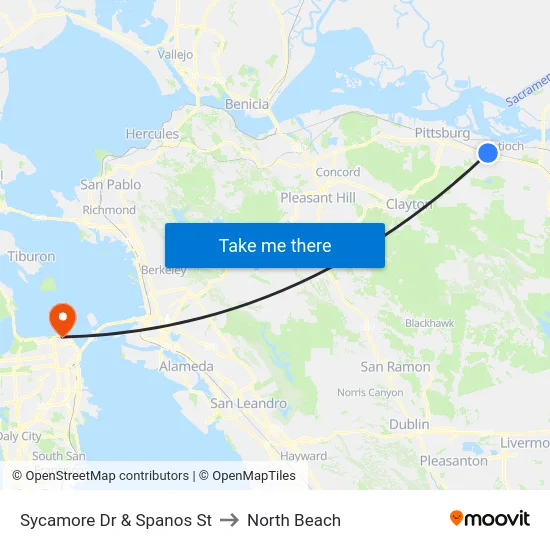 Sycamore Dr & Spanos St to North Beach map