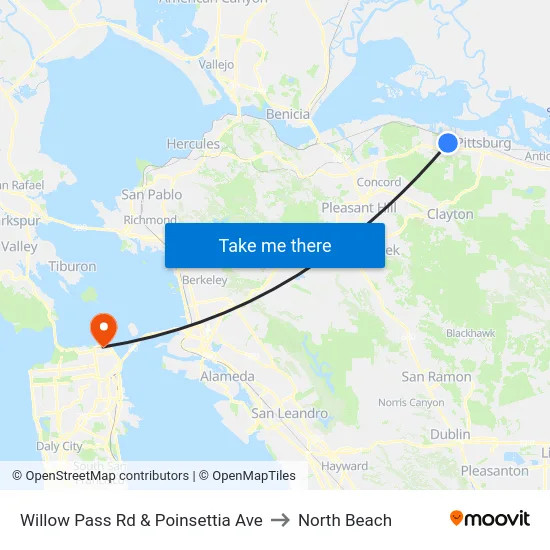 Willow Pass Rd & Poinsettia Ave to North Beach map