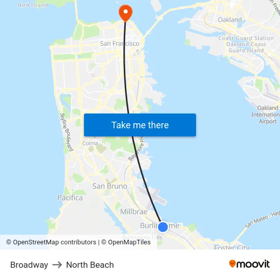 Broadway to North Beach map
