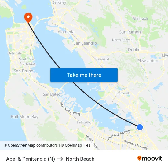 Abel & Penitencia (N) to North Beach map