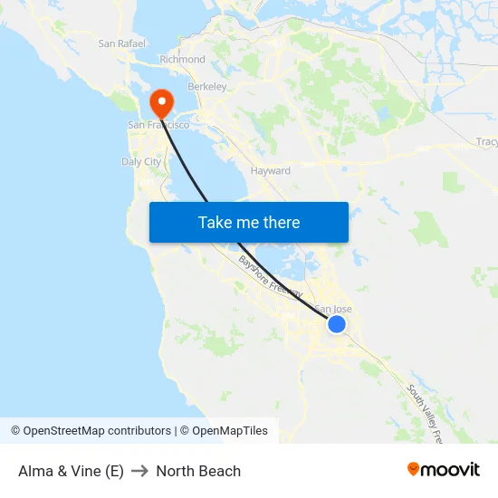 Alma & Vine (E) to North Beach map