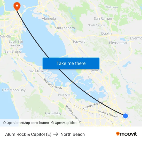 Alum Rock & Capitol (E) to North Beach map