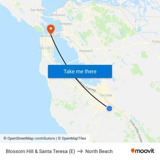 Blossom Hill & Santa Teresa (E) to North Beach map