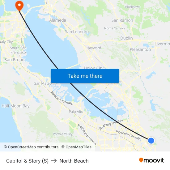 Capitol & Story (S) to North Beach map