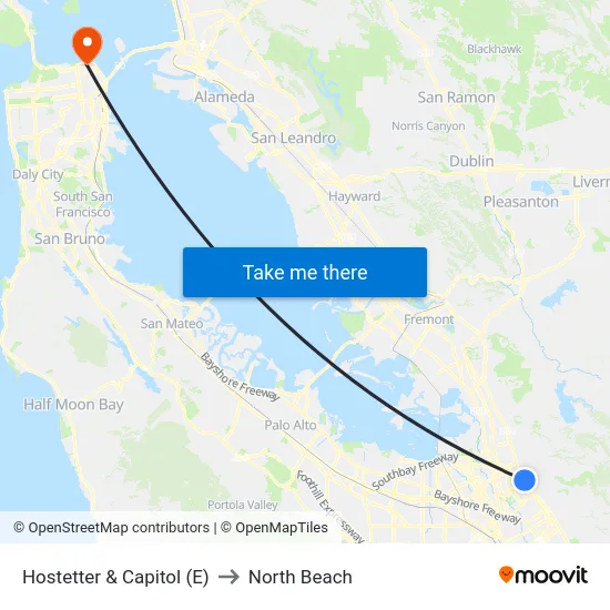 Hostetter & Capitol (E) to North Beach map