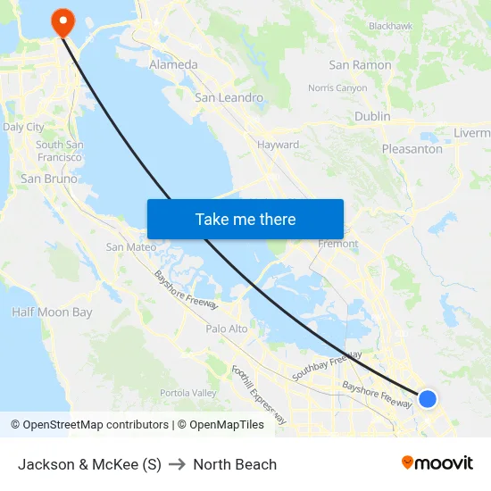 Jackson & McKee (S) to North Beach map