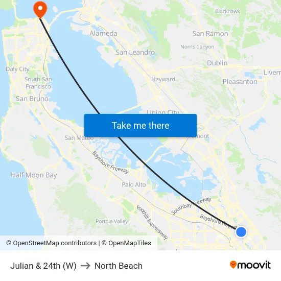 Julian & 24th (W) to North Beach map