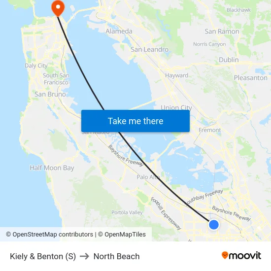 Kiely & Benton (S) to North Beach map