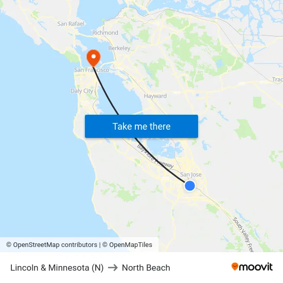 Lincoln & Minnesota (N) to North Beach map