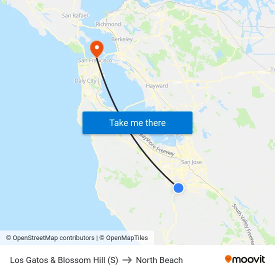 Los Gatos & Blossom Hill (S) to North Beach map