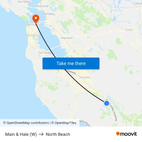 Main & Hale (W) to North Beach map