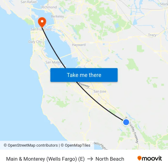 Main & Monterey (Wells Fargo) (E) to North Beach map