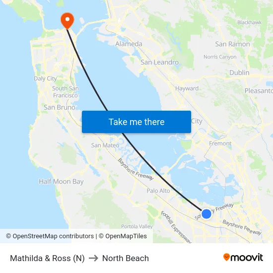 Mathilda & Ross (N) to North Beach map