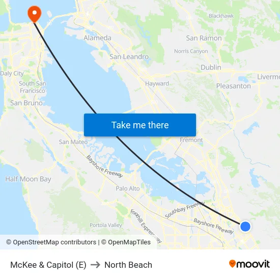 McKee & Capitol (E) to North Beach map