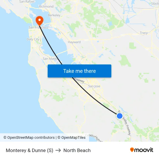 Monterey & Dunne (S) to North Beach map
