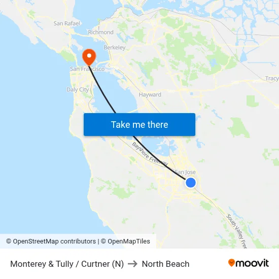 Monterey & Tully / Curtner (N) to North Beach map