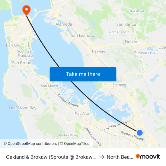 Oakland & Brokaw (Sprouts @ Brokaw) (S) to North Beach map
