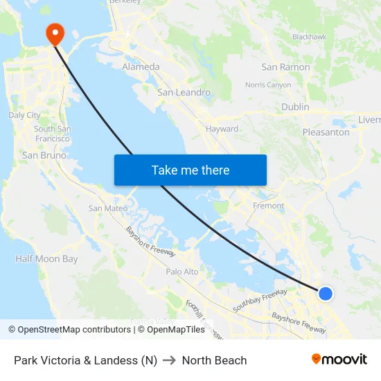 Park Victoria & Landess (N) to North Beach map