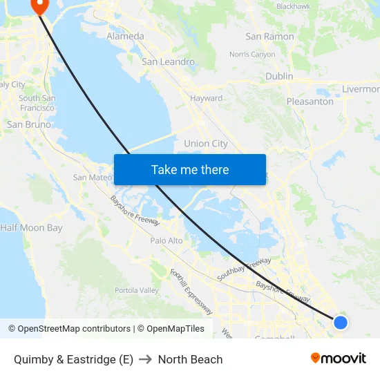 Quimby & Eastridge (E) to North Beach map
