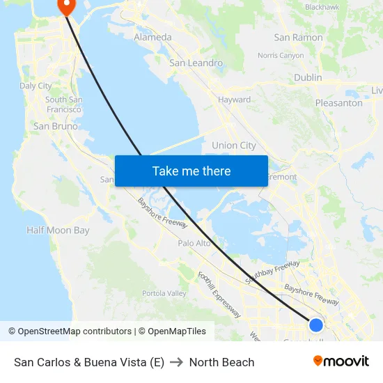 San Carlos & Buena Vista (E) to North Beach map