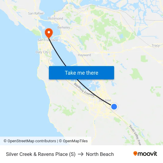 Silver Creek & Ravens Place (S) to North Beach map