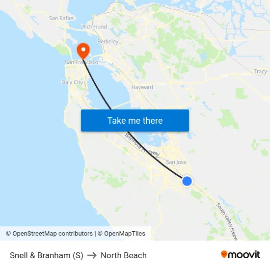 Snell & Branham (S) to North Beach map