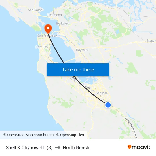 Snell & Chynoweth (S) to North Beach map