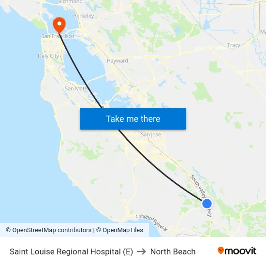 Saint Louise Regional Hospital (E) to North Beach map