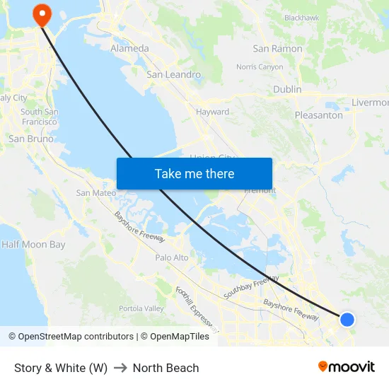 Story & White (W) to North Beach map