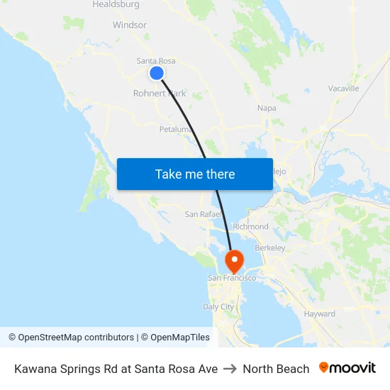 Kawana Springs Rd at Santa Rosa Ave to North Beach map