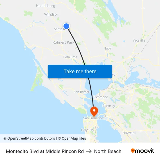 Montecito Blvd at Middle Rincon Rd to North Beach map