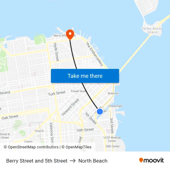 Berry Street and 5th Street to North Beach map